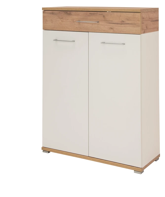 Germania Shoe Cabinet 3770 GW-Topix, in White/Navarra-oak repro, 89 x 118 x 37 cm (WxHxD)