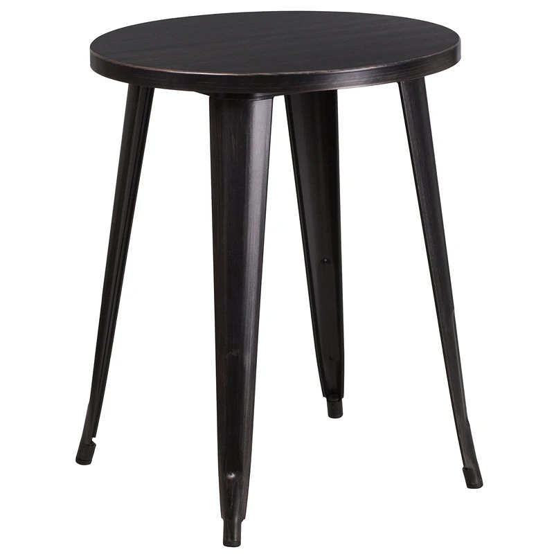 Flash Furniture Round Indoor-Outdoor Table, Metal, Black/Antique Gold, 71.12 x 63.5 x 12.7 cm - Image 1