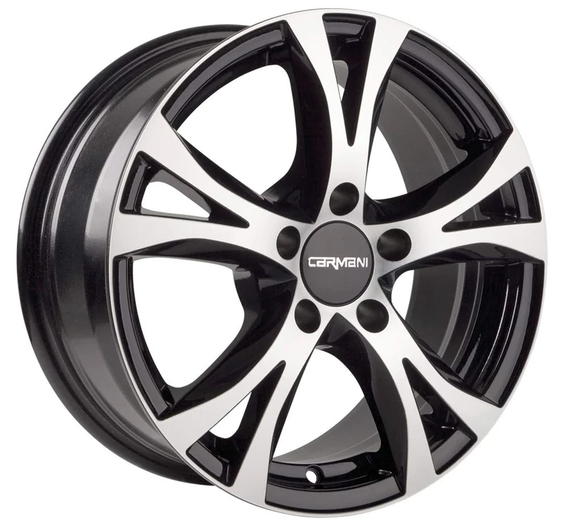 Carmani CA96515J45BP Bolt Circle 5.00 x 114.30 Offset 45 Hub Centering 72.60 Design 9 Compete, Black Polish - Image 1