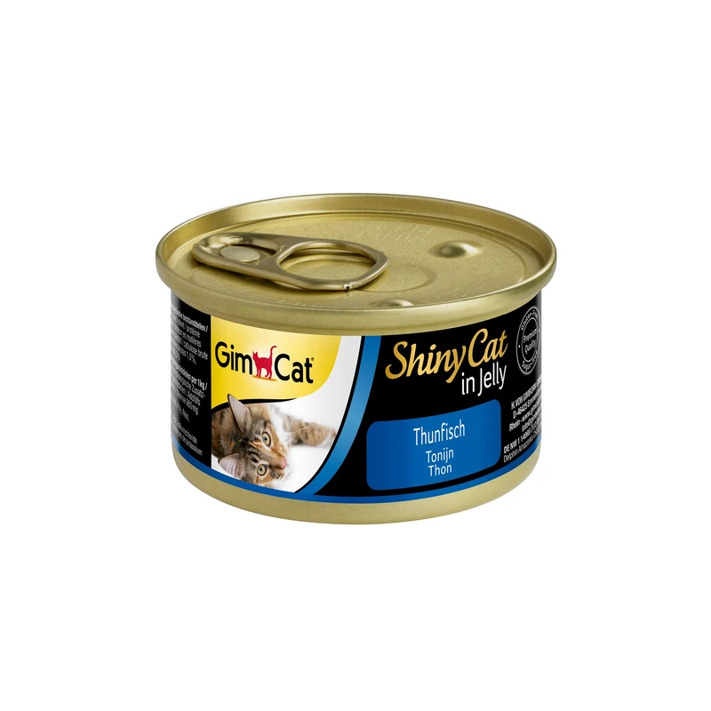 GimCat ShinyCat in Jelly Tuna - Wet food containing fish and taurine for cats - 48 tins (48 x 70 g)