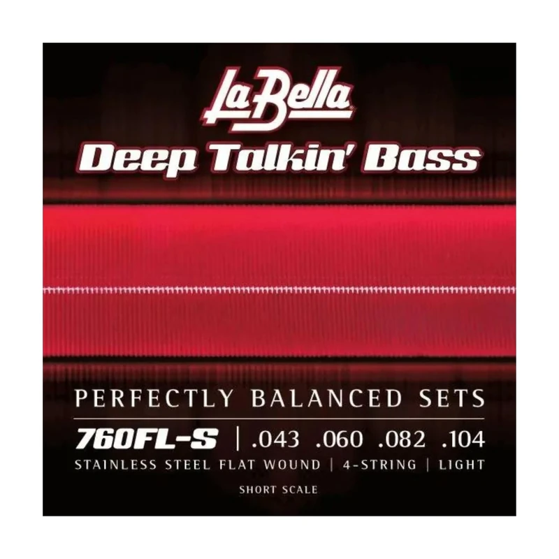 La Bella 760FL-S Stainless Steel Flat Wound Light Short Scale Bass Guitar Strings