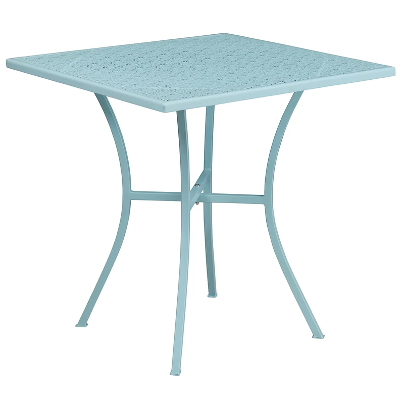 Flash Furniture Oia Commercial Grade 28" Square Sky Blue Indoor-Outdoor Steel Patio Table