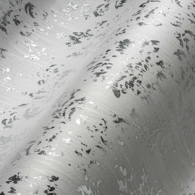 Architects Paper Textile Wallpaper Metallic Silk Wallpaper with Ornaments Baroque 10.05 m x 0.53 m Metallic White Made in Germany 306621 30662-1