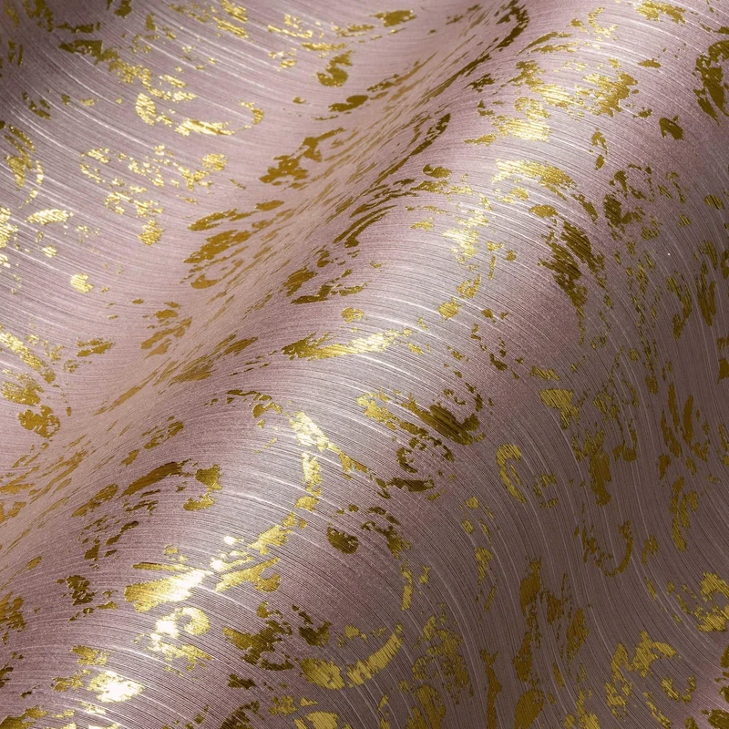 Architects Paper Textile Wallpaper Metallic Silk Wallpaper with Ornaments Baroque 10.05 m x 0.53 m Metallic Pink Made in Germany 306604 30660-4