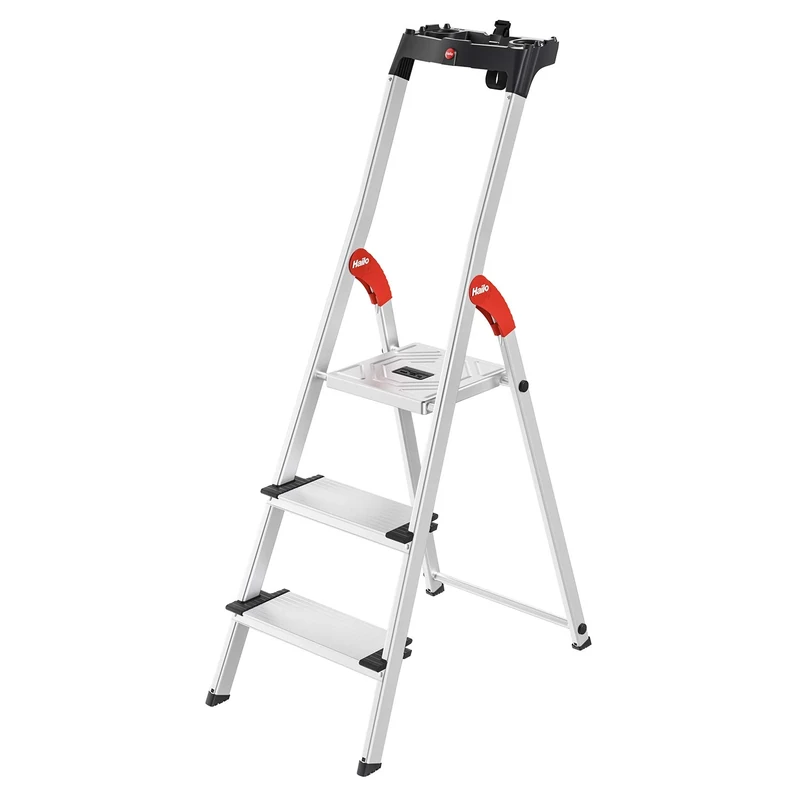 Hailo 8040-507 XXL safety ladder, 5 steps, multifunction tray, 130 mm deep steps, made in Germany
