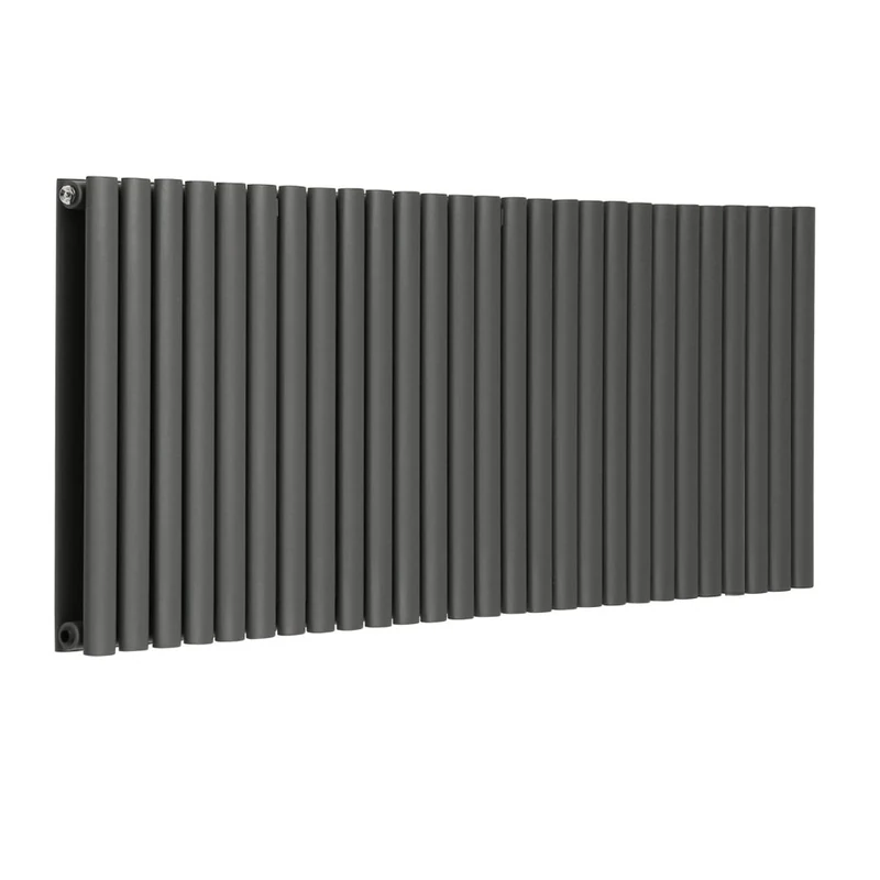 NRG Designer Oval Column Double Panel Horizontal Radiator Anthracite 600x1593 Bathroom Central Heating