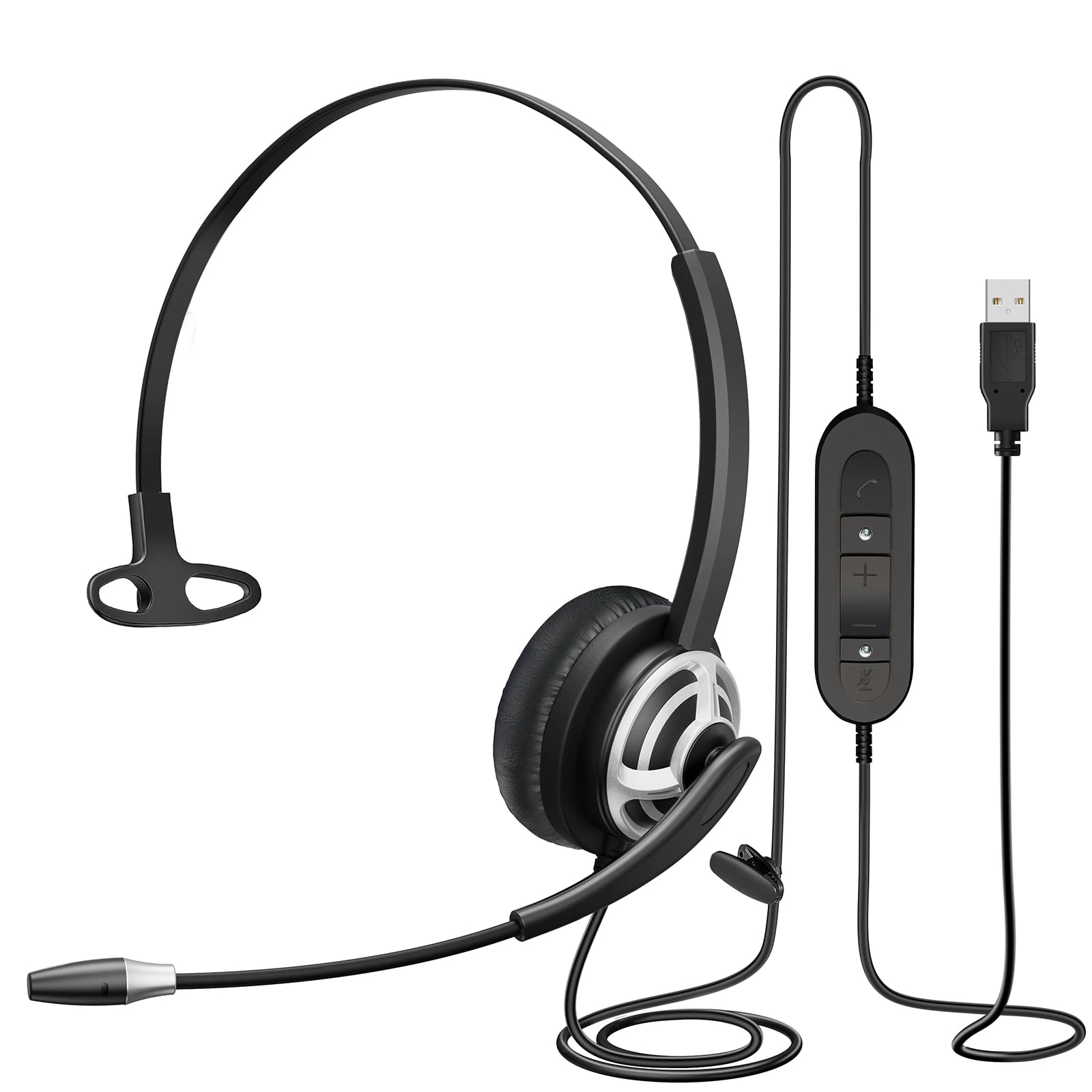 MAIRDI USB Headset with Microphone for PC, Computer Headset with Mic Noise Canceling for Laptop Teams Zoom Office Call Center Voip Telephone Calls, Dictation Headset for Dragon Naturelly Speaking