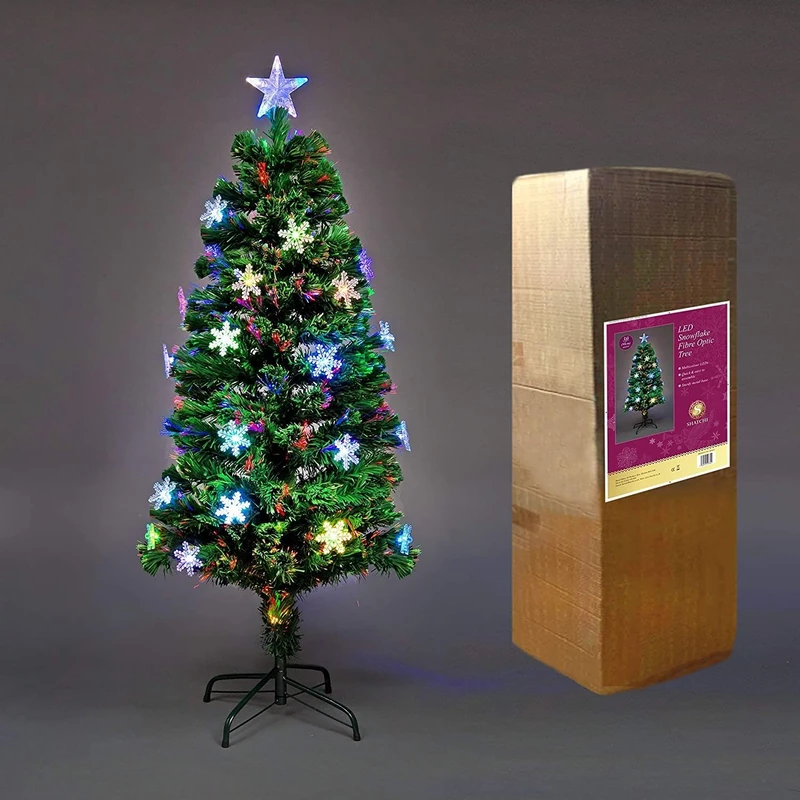 Shatchi 5ft -150cm Snowflake LED Fibre Optic Christmas Tree xmas Decoration