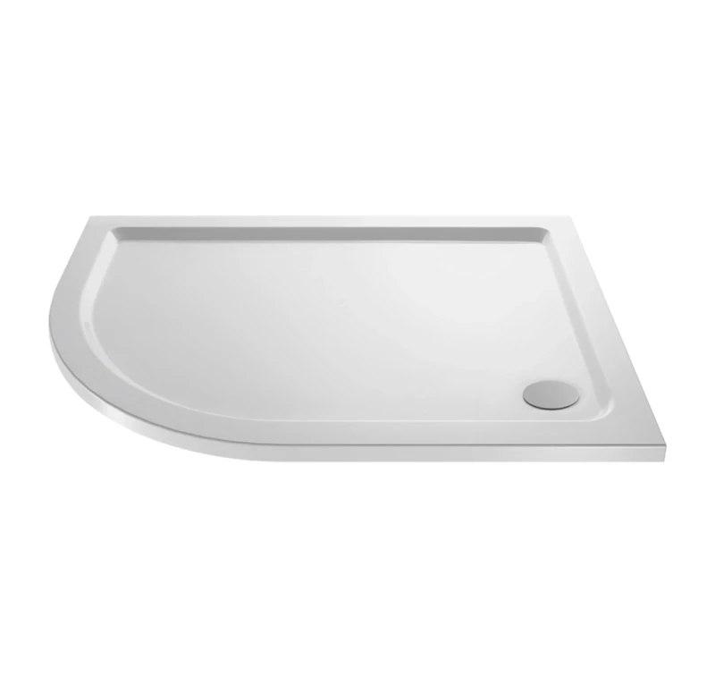 VeeBath Offset Quadrant Shower Tray 1200x800mm, Stone Resin Tray for Shower Enclosure, Glass Door Bathroom- Left Hand, White