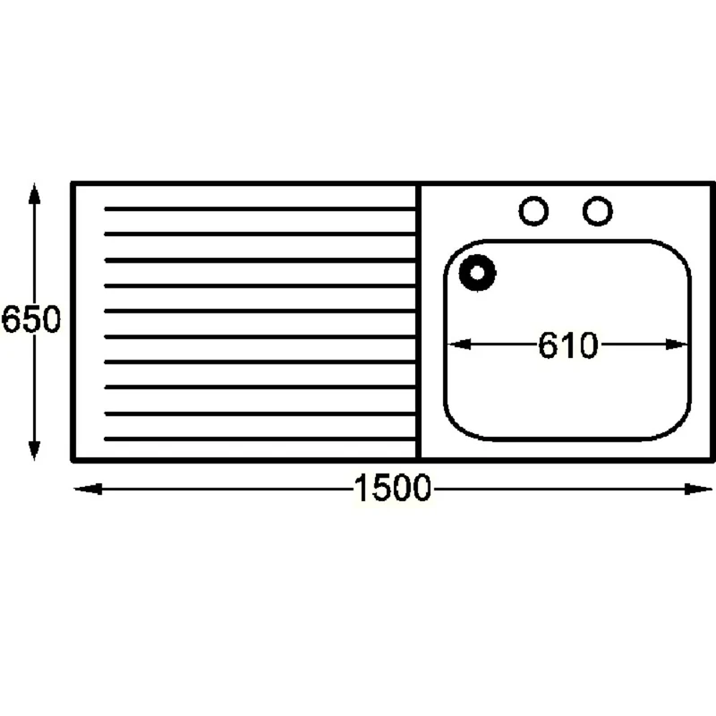Franke P368 Sissons Stainless Steel Sink, 1500 mm R/H Bowl Includes taps And L/H Drainer Midi Range, Direct