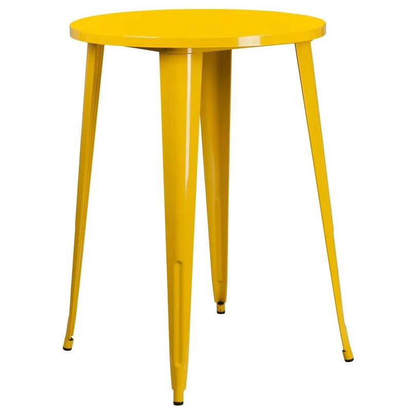 Flash Furniture Philip Commercial Grade 30" Round Yellow Metal Indoor-Outdoor Bar Height Table