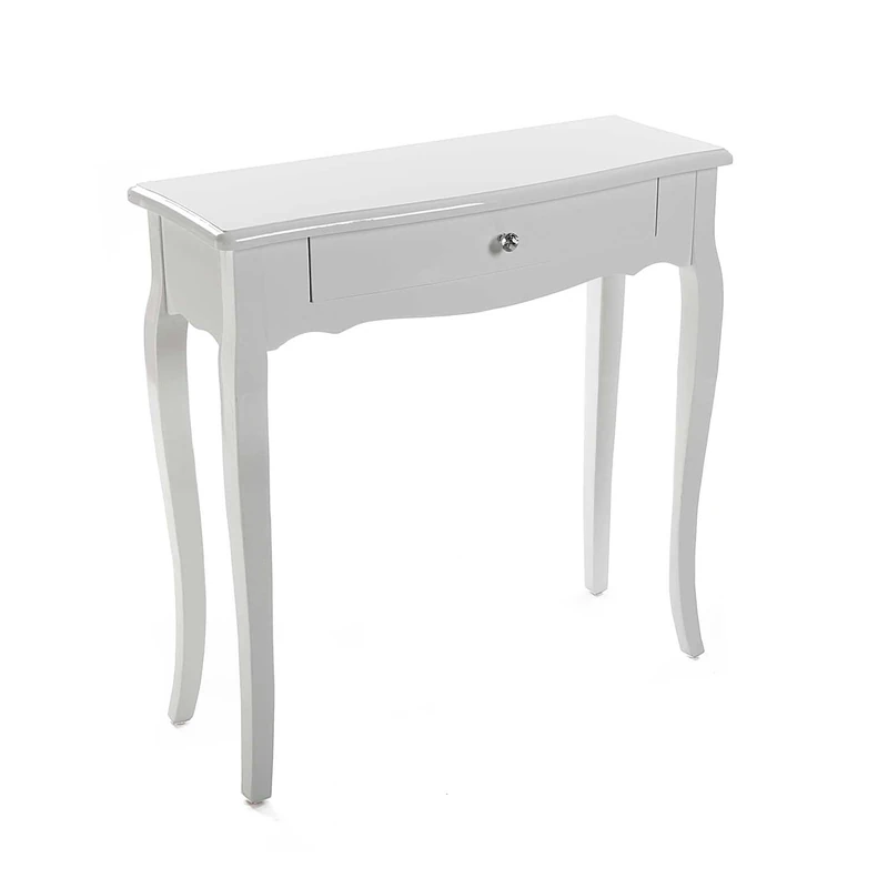 Versa Cagliari Console Table, Narrow Hallway table for Hall or Corridor, Sofa Table, with 1 drawer, Measurements (H x L x W) 80 x 30 x 80 cm, Wood, Colour White