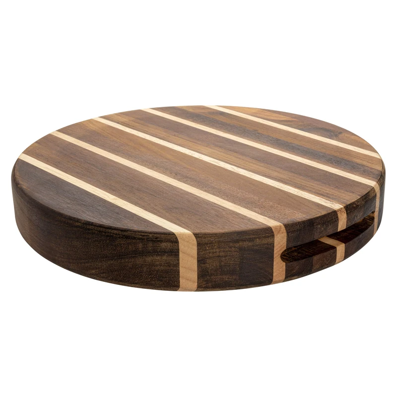 Rockingham Forge Round Multi Wood Chopping Board 30cm – End Grain Cutting Board for Kitchen, Cooking & Serving Pizza, Cheese, Bread & Charcuterie – Durable Acacia & Rubberwood Chopping Block