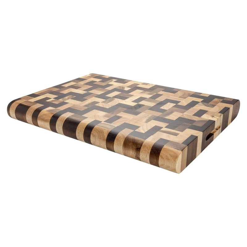 Rockingham Forge Extra Thick Multi Wood Chopping Board 40x30x3.8cm – End Grain Cutting Board for Kitchen, Cooking & Serving Cheese, Bread & Charcuterie – Durable Acacia & Rubberwood Chopping Block