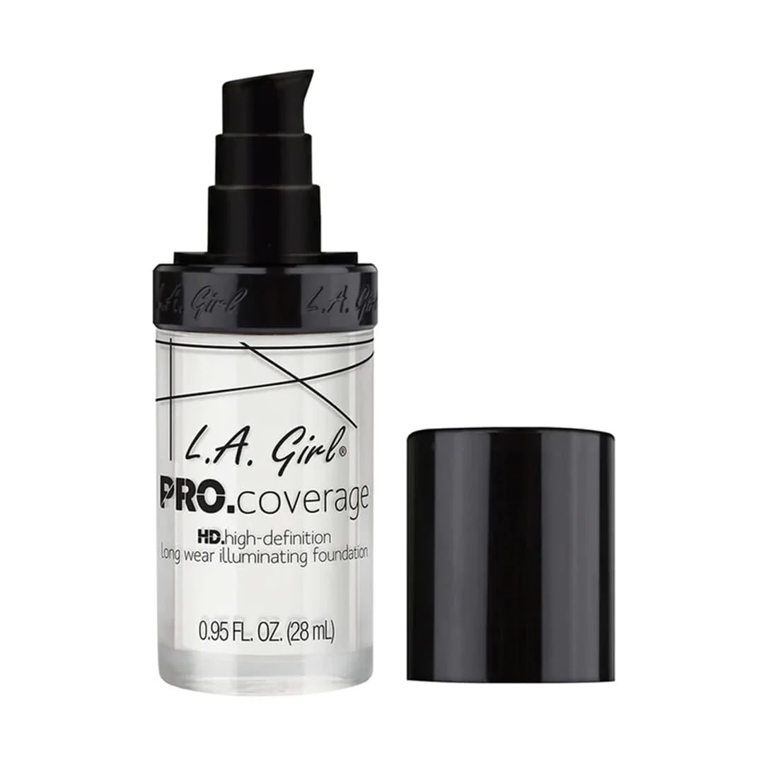 L.A. Girl PRO.Coverage ILLUMINATING FOUNDATION, White – Buildable Medium to Full Coverage, Dewy Radiant Finish, Hydrating Vegan Formula with Vitamin E & C for Flawless Skin