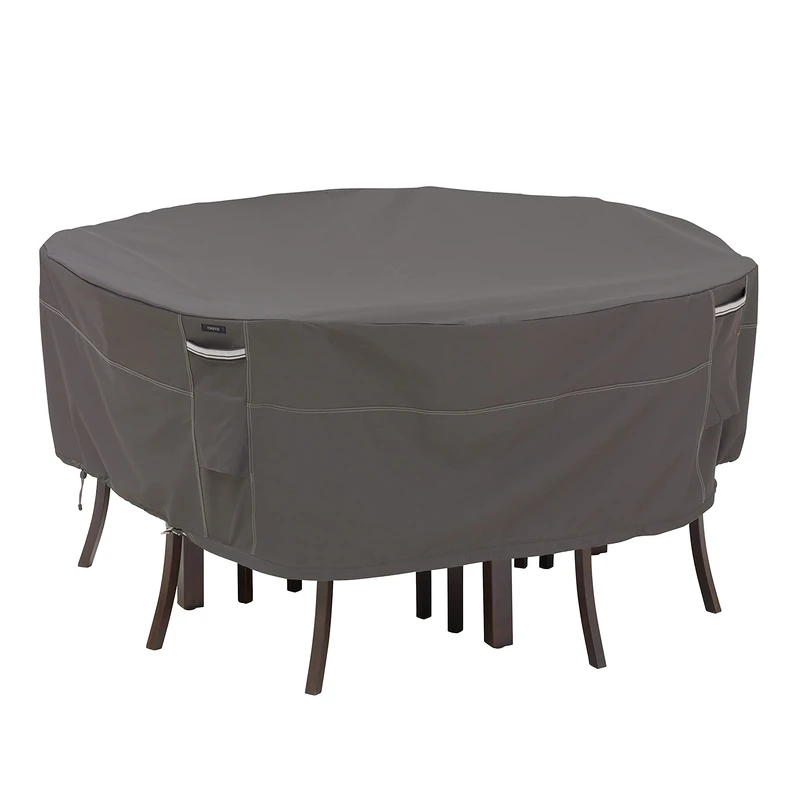 Classic Accessories Ravenna Water-Resistant 82 Inch Round Patio Table & Chair Set Cover, Outdoor Table Cover