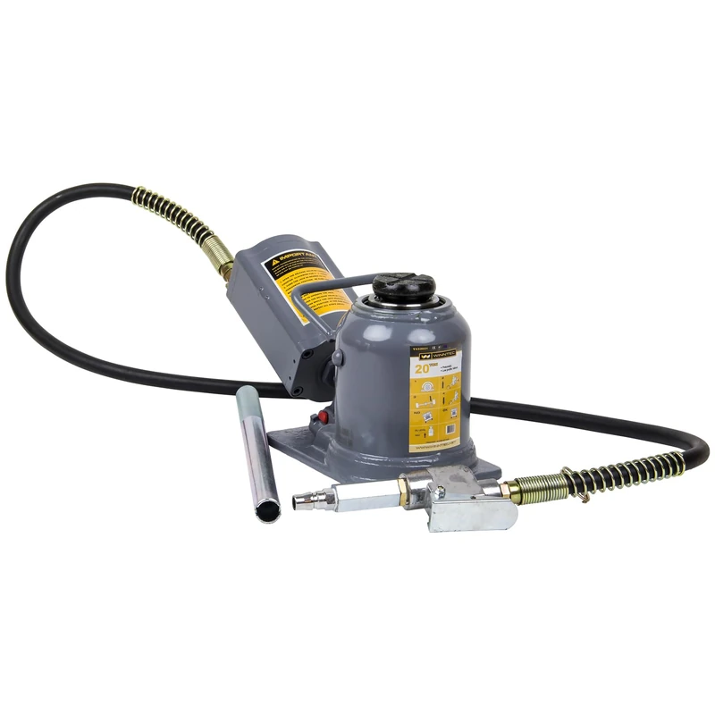 WINNTEC 20 Ton Low-Profile Pneumatic Air Bottle Jack 148-260mm Lifting Height 45mm Screw Extension