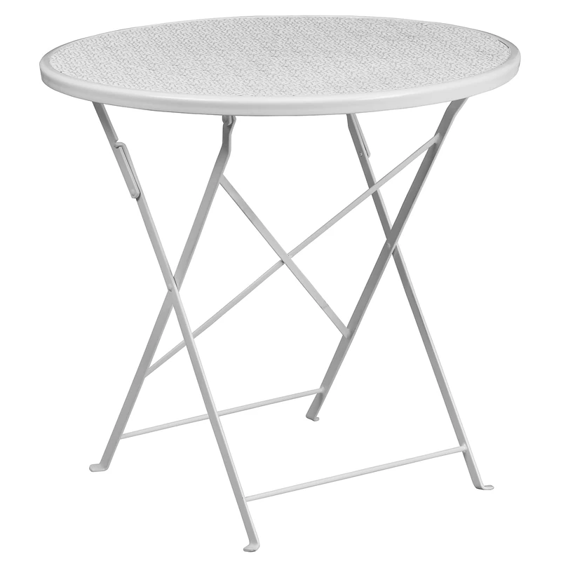 Flash Furniture Oia Commercial Grade 30" Round White Indoor-Outdoor Steel Folding Patio Table