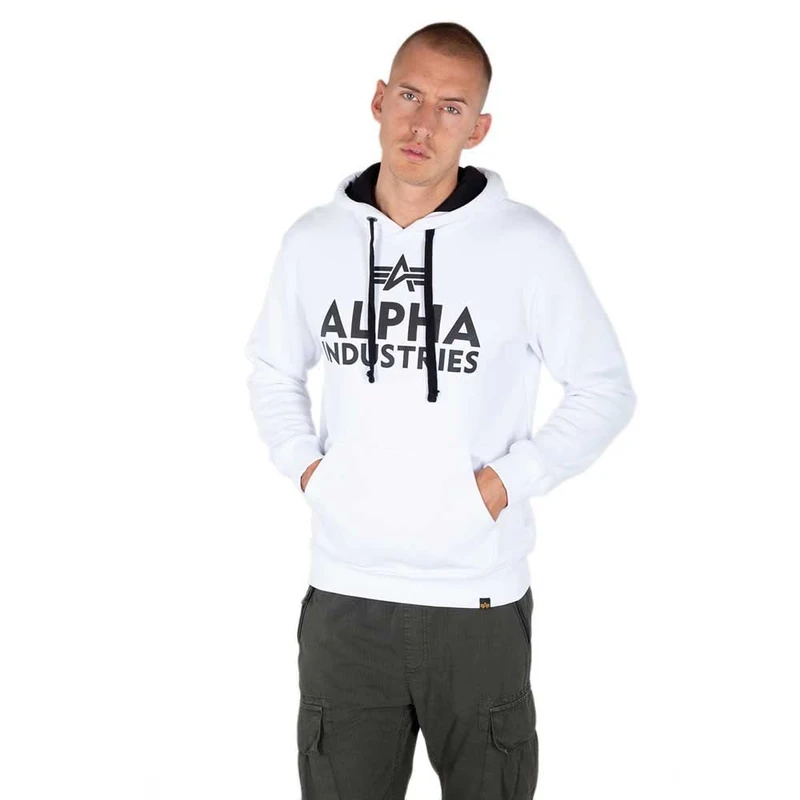 Alpha Industries Foam Print Hoody Mens Hooded Sweat White