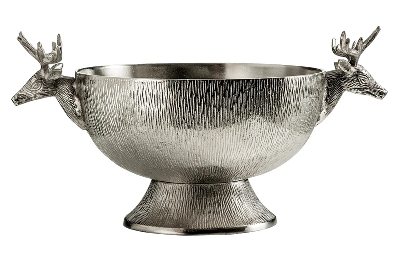Premier Housewares Deer Punch Bowl, Nickel Finish - Image 1