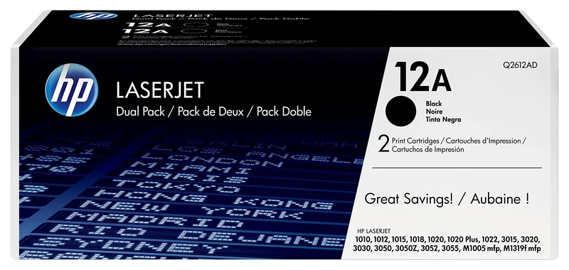 HP Bundle 12A (Yield: 2,000 Pages) Black Toner Cartridge Pack of 2 - Image 1