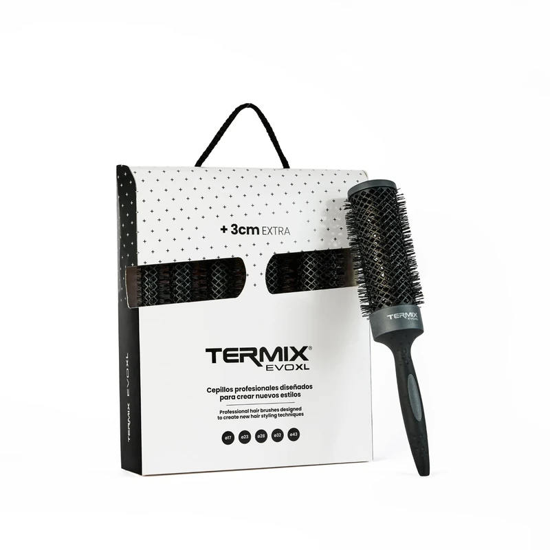 Termix Evolution XL Round Thermal Hairbrush with 3 cm Longer Ceramic Tube for Long Hair Reduces drying time thanks to its ionised fibres and non-stick tube Pack of 5 Brushes