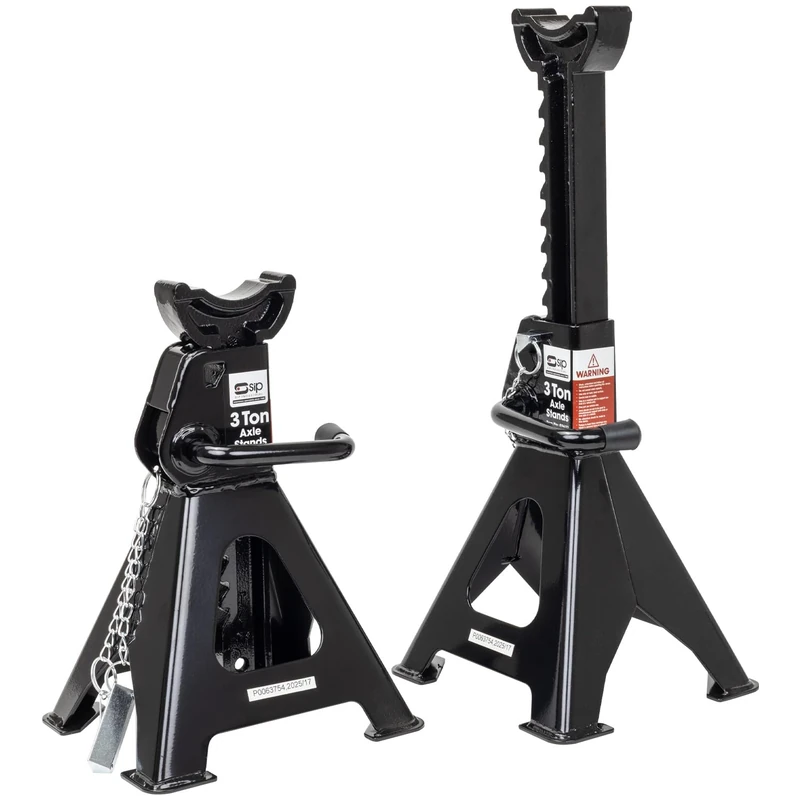 SIP Car Jack Stands 3 Ton Capacity per Stand, 29-44cm Ratchet Adjustable Lifting Height, 1 Pair