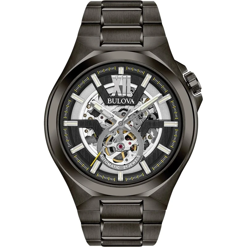 Bulova Men Analogue Automatic Watch with Stainless Steel Strap 98A179