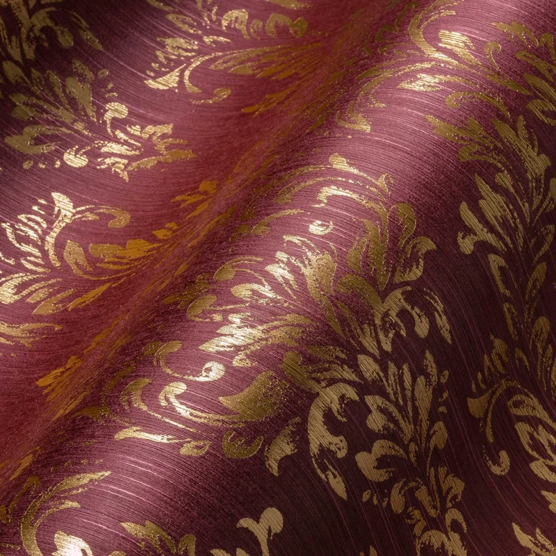 Architects Paper Textile Wallpaper Metallic Silk Wallpaper with Ornaments Baroque 10.05 m x 0.53 m Metallic Red Made in Germany 306596 30659-6