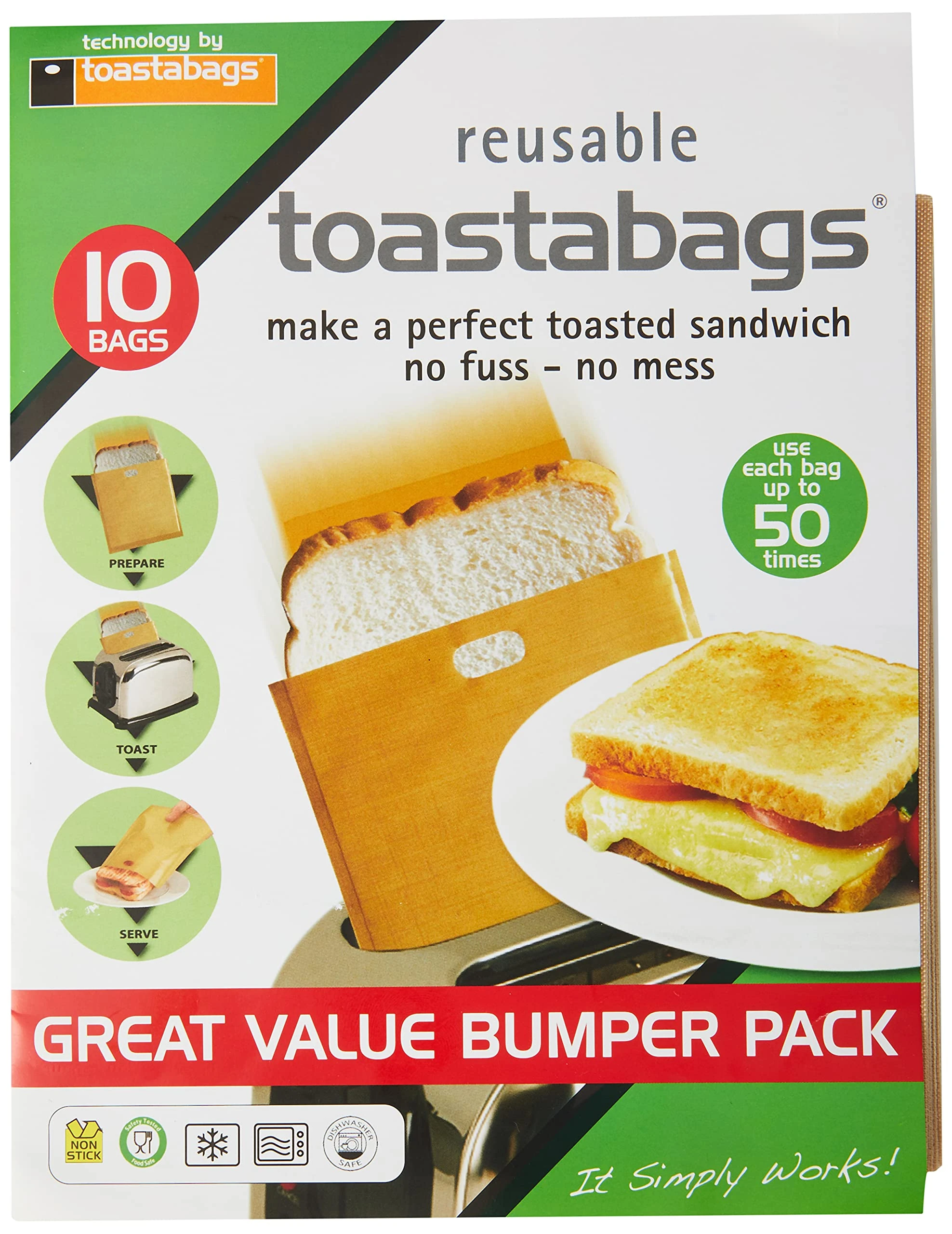 Toastabags 50 Use Pack, Gold, Pack of 10