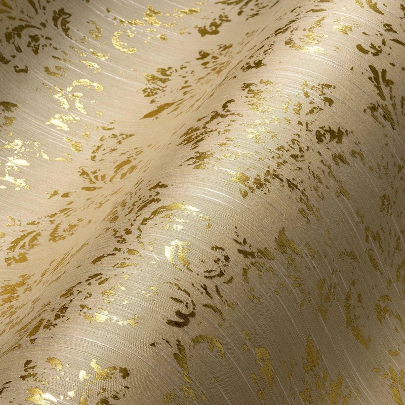 Architects Paper 306623 30662-3 Metallic Silk Wallpaper with Ornaments Baroque 10.05 m x 0.53 m Cream Metallic Made in Germany