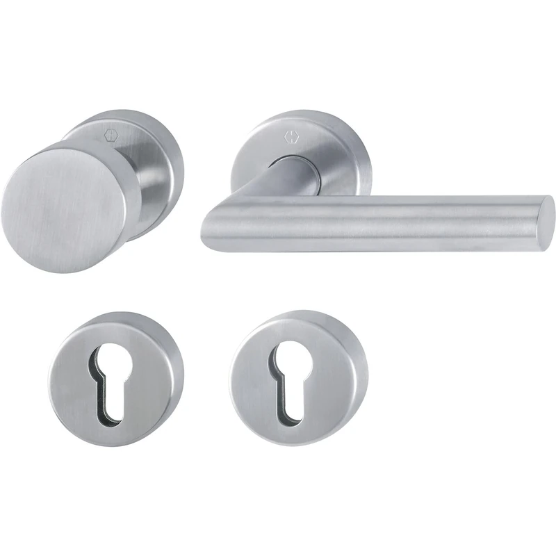 HOPPE FH Amsterdam Object & Fire Protection DIN 18273, Class 4 According to EN1906 Door Handle + Rosette PZ, Matte Stainless Steel