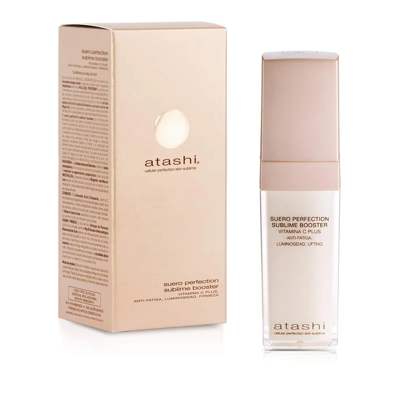 Atashi Firmeza y Luminosidad - Suero Facial Perfection Sublime Booster | Revitaliza, ilumina | Con Ácido Hialurónico y Vitamina C. Apto Sensitive Skin - 30 ml