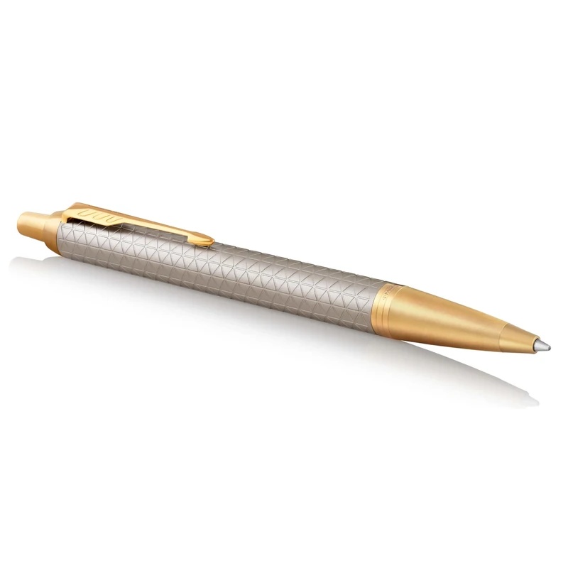 Parker IM Ballpoint Pen | Premium Warm Silver | Medium Point Blue Ink | Gift Box