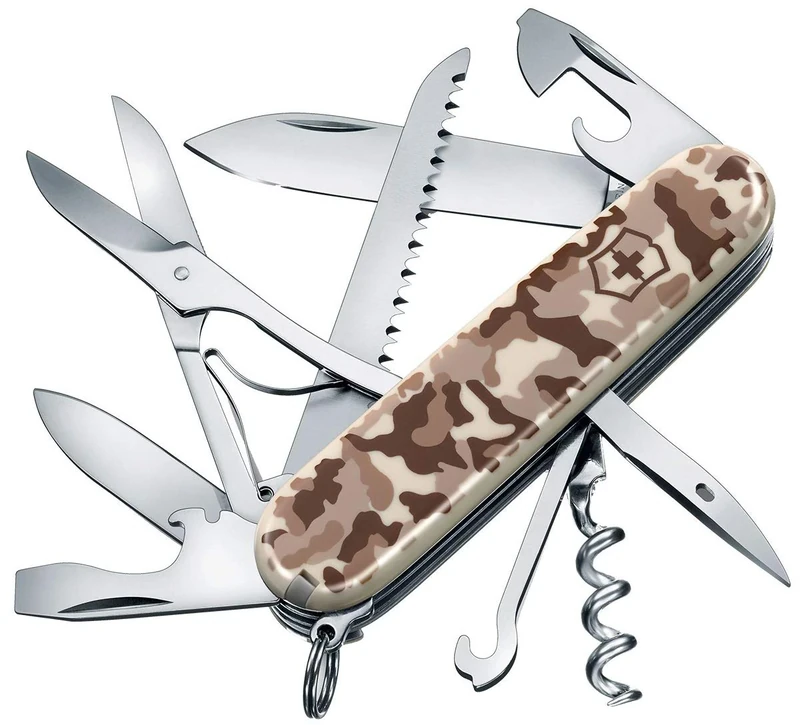 Victorinox Huntsman Swiss Army Knife, Medium, Multi Tool, Camping Knife, 15 Functions, Large Blade, Bottle Opener, Desert Camouflage