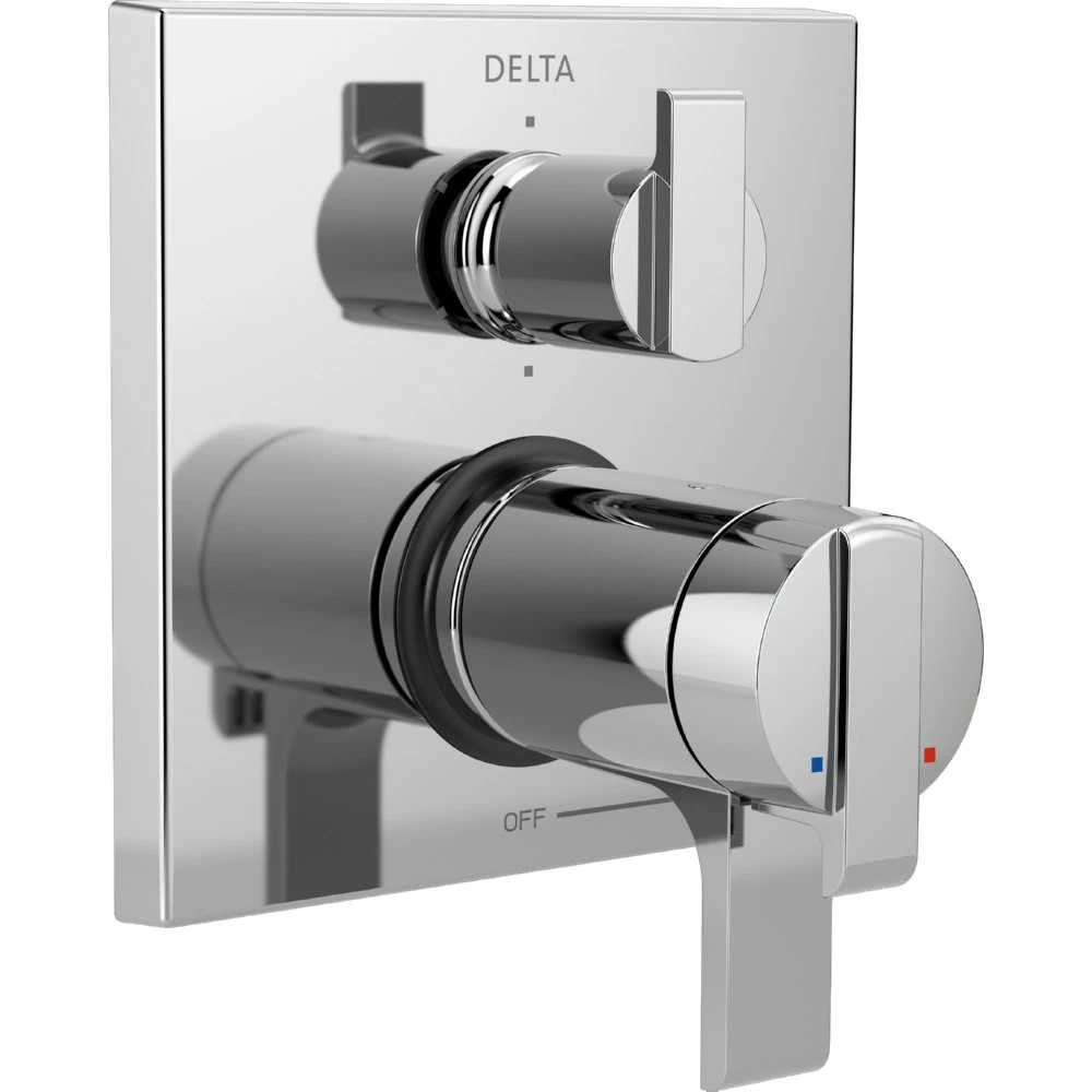 DELTA FAUCET T27T967 Ara Angular Modern TempAssure 17T Series Valve Trim with 6-Setting Integrated Diverter, Chrome