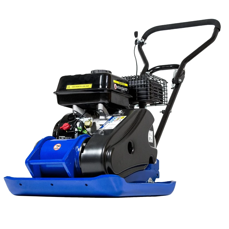 Hyundai 196cc Petrol Plate Compactor 81.5kg 42cm Wacker Plate with Wheel Kit & Paving Pad for Driveways, Patios & Block Paving