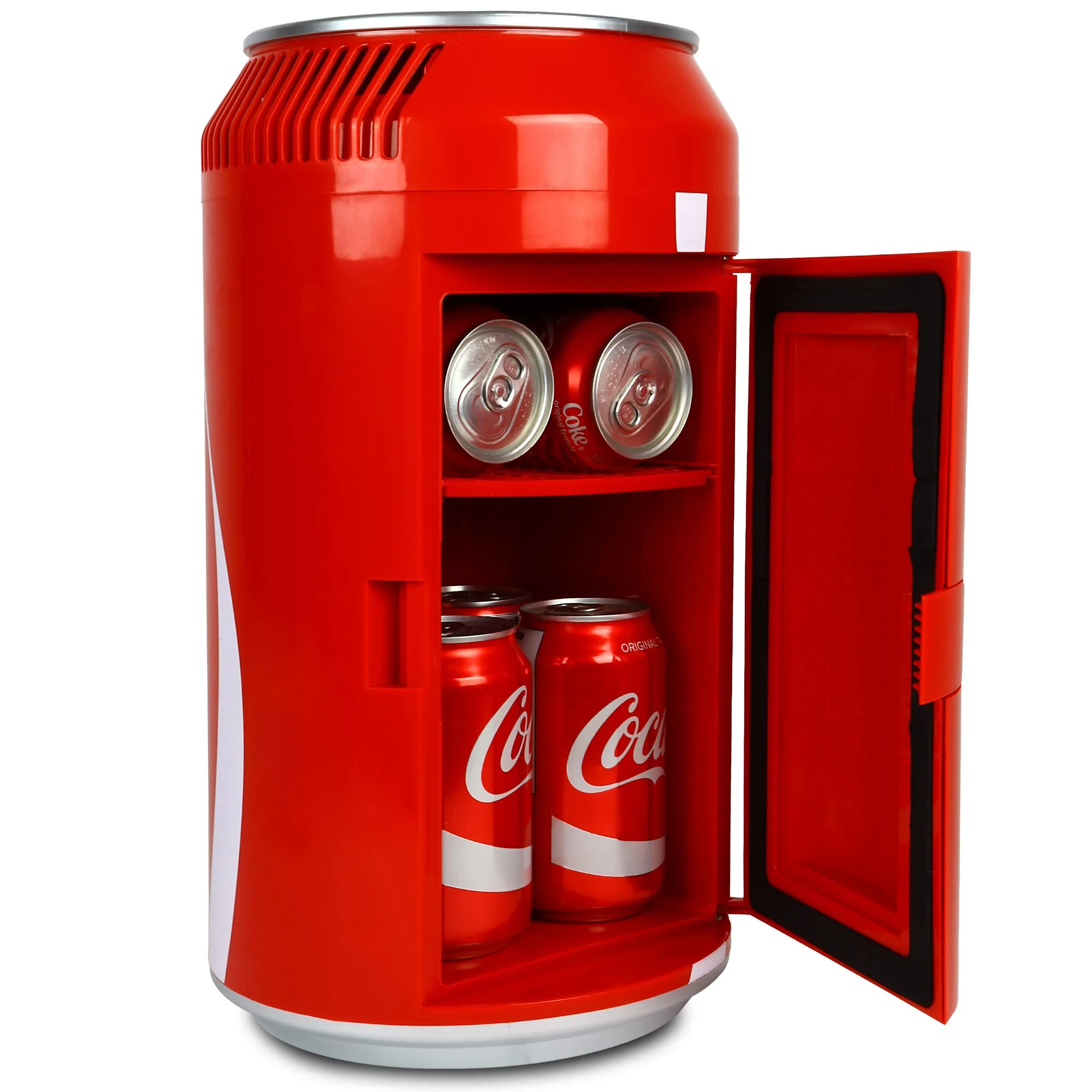 Coca Cola CC06-G 5.4L 8 Can Portable Coke Mini Fridge, Thermoelectric 12 V Cool Box, Car Refigerator for Snacks Lunch Drinks, AC Cords, Desk Accessory for Home Office Camping, Red