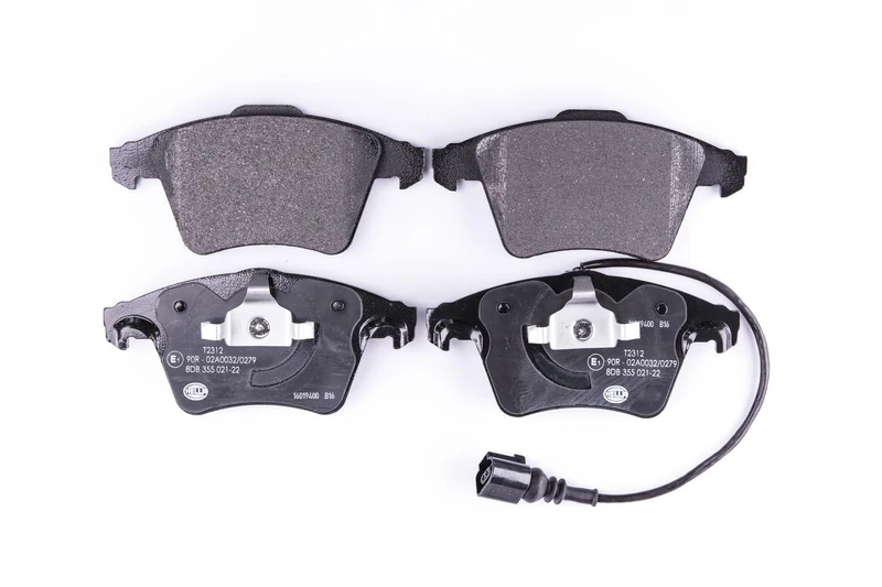 HELLA 8DB 355 021-221 Brake pad set - with integrated wear warning contact - T2312 - for e.g. VOLKSWAGEN