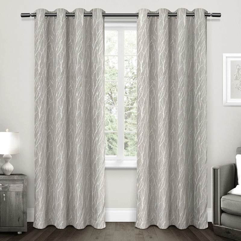 Exclusive Home Curtains Forest Hill Woven Blackout Grommet Top Panel Pair, Dove Grey, 52x84, 2 Piece