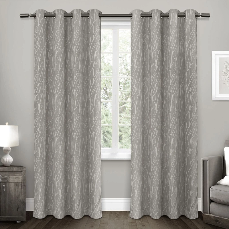 Exclusive Home Curtains Forest Hill Woven Blackout Grommet Top Panel Pair, Ash Grey, 52x96, 2 Piece