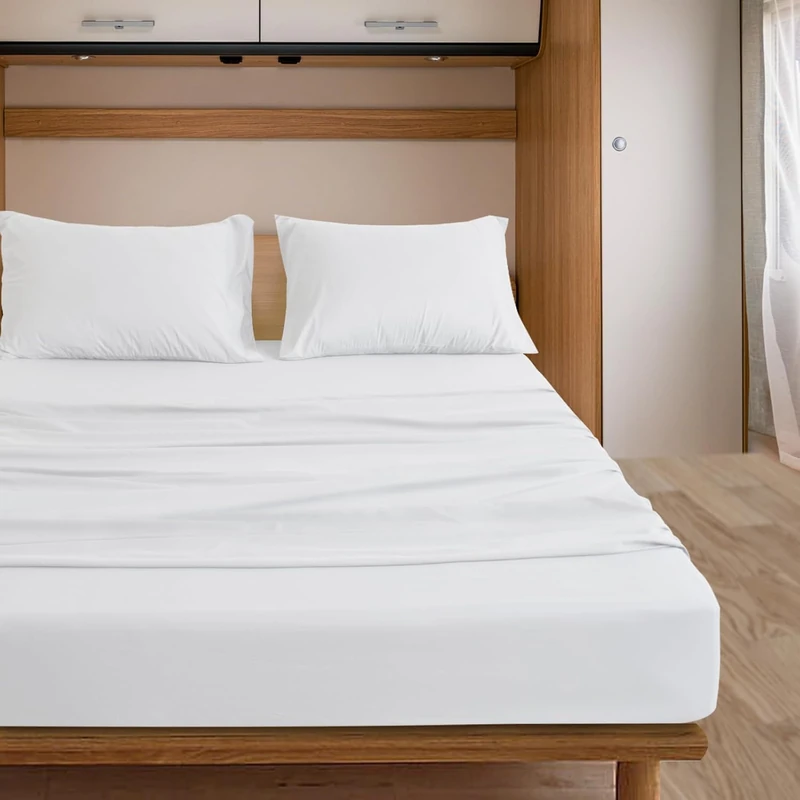 PLUSHY COMFORT Queen Sleeper Sofa Bed Sheet Set - White 100 Percent Egyptian Cotton (60"x74"x6") 600 thread count