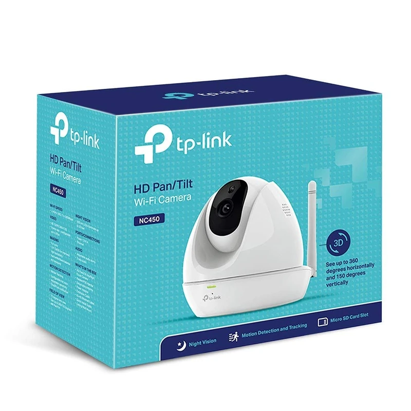 TP-Link HD Pan/Tilt Wi-Fi Security Camera, Night Vision, Motion and Sound Detection, 2-Way Audio, SD Card Storage, Free App Control (NC450)