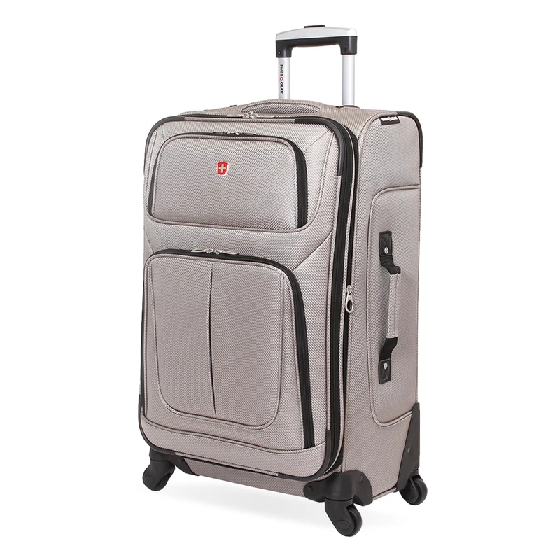 SwissGear Sion Softside Expandable Luggage, Pewter, Checked-Medium 25-Inch, Sion Softside Expandable Luggage