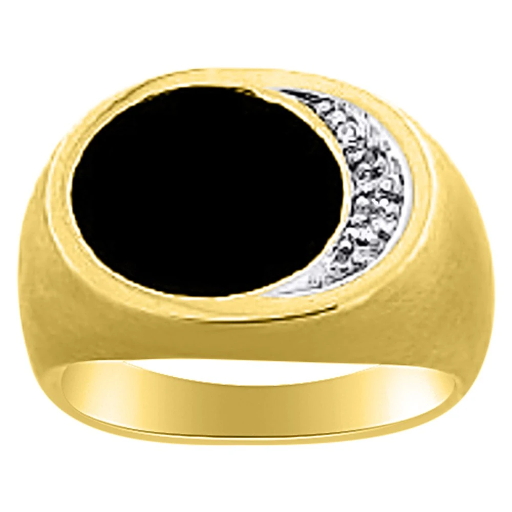 Rylos Mens Rings 14K Yellow Gold - Mens Onyx & Diamond Ring Rings For Men Mens Jewelry Gold Rings