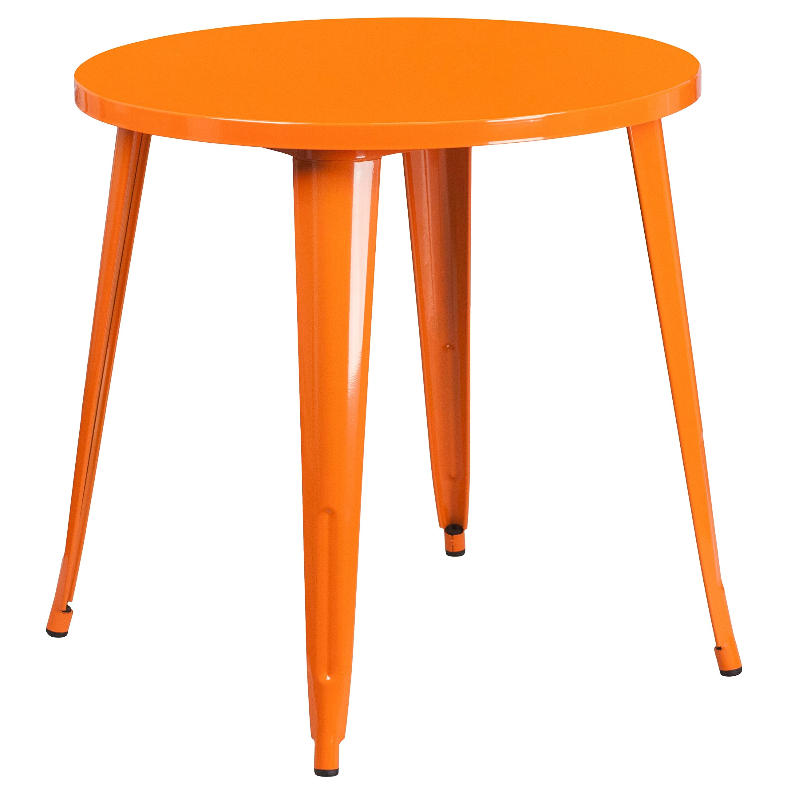Flash Furniture Jeffrey Commercial Grade 30" Round Orange Metal Indoor-Outdoor Table