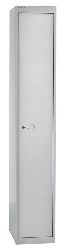 Office Hippo Bisley Steel Locker, Single Door, Fully Lockable Metal Storage With Shelf and Coat Hook, Metal Cabinet, Goose Grey, 30.5 x 45.7 x 180.2 cm