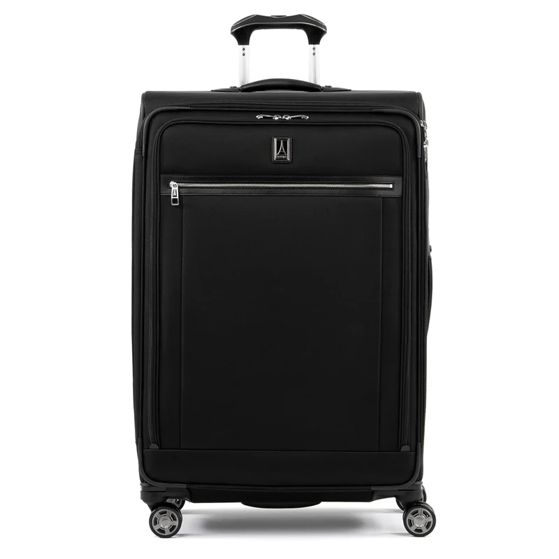 Travelpro Platinum Elite Softside Expandable Checked Suitcase, 8 Wheel Spinner Large Suitcase, TSA Lock, Men and Women, Shadow Black, Checked Large
