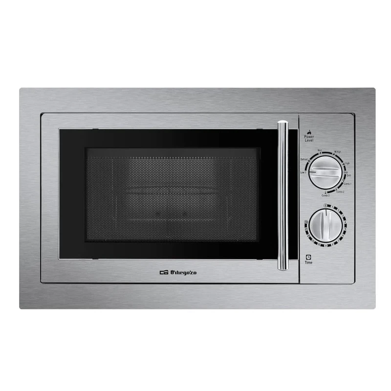 Orbegozo MIG 2033 Built-In Full Stainless Steel Microwave, 20-Litre Capacity, 9 Levels, 800 W Microwave Power and 1,000 W Grill Power, Steel, Grey