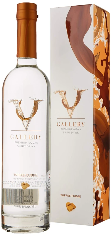 V Gallery Toffee Fudge Flavoured Vodka | IWSC Gold Award Winner | Premium 21% ABV Spirit Drink | Luxury Gift Box | Sweet Cocktail Vodka | 500ml